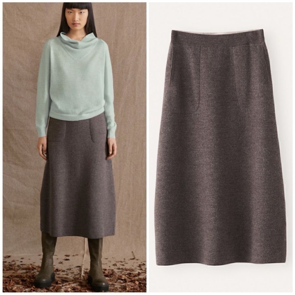 Poetry long wool skirt with raised hem on the back Sz 6